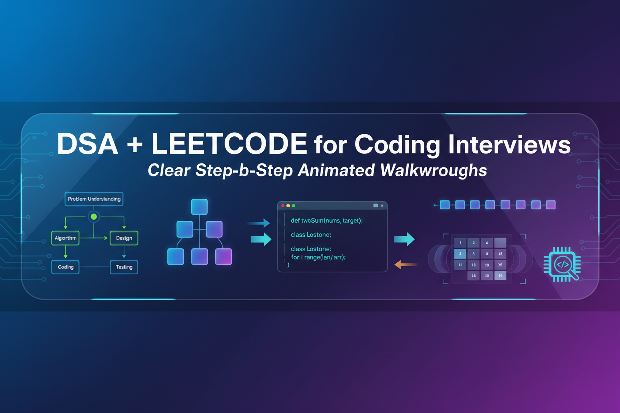 DSA + LEETCODE for Coding Interviews — Clear, Step-by-Step Animated Walkthroughs!